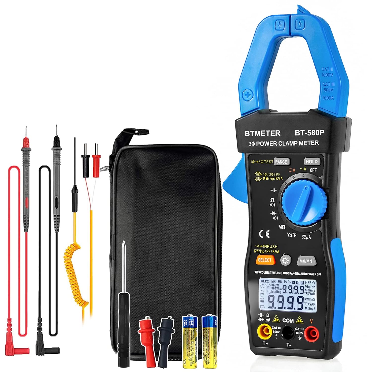Pinza Cofimetrica Trifasica Multimetro True Rms Bt508p