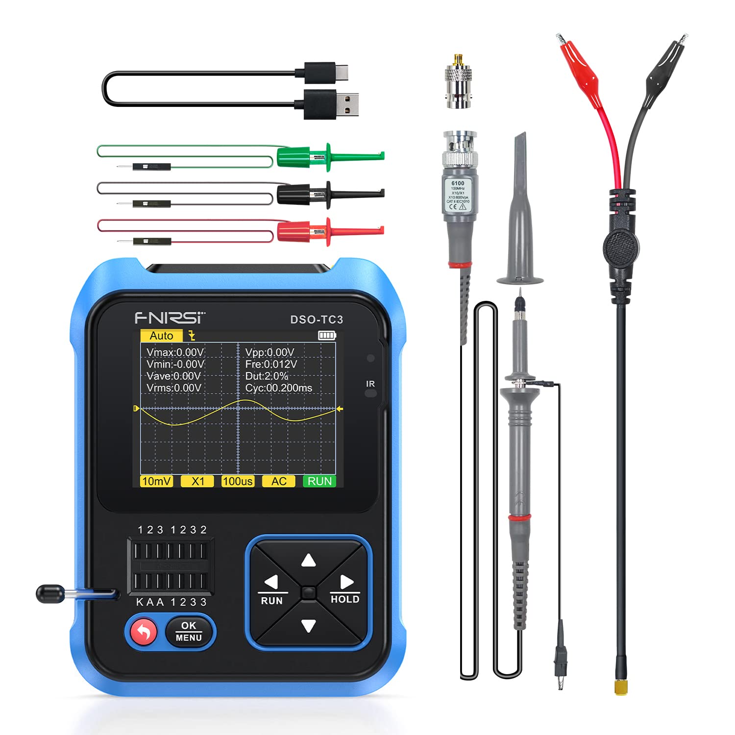 Osciloscopio Portatil 3 En 1 Generador Señal 500khz 10msa/s