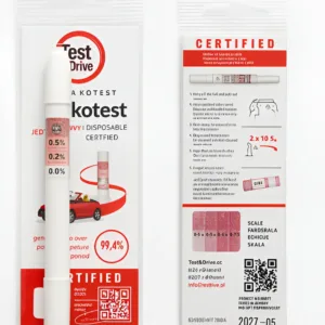 Alcoholimetro Descartable Alcostest 1 Prueba Test & Drive Certificado alco2go Test & Drive 99,4%
