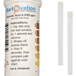 50 Tiras Reactivas De Acido Peracético Extra Alto 0-3000 Ppm Bartovation