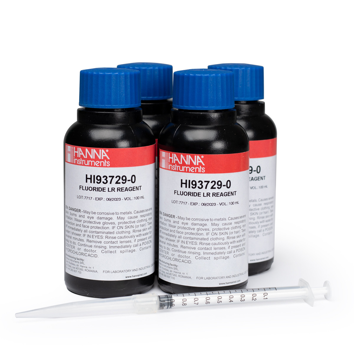 Reactivos Fluoruro Rango Bajo 100 Pruebas Hanna Hi93729-01